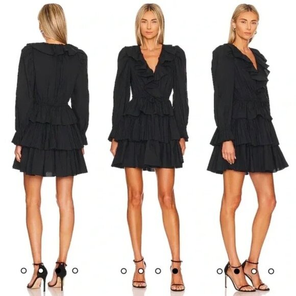 Ulla Johnson Dresses & Skirts - Ulla Johnson Lola Tiered Ruffle Mini Dress Black Size 4